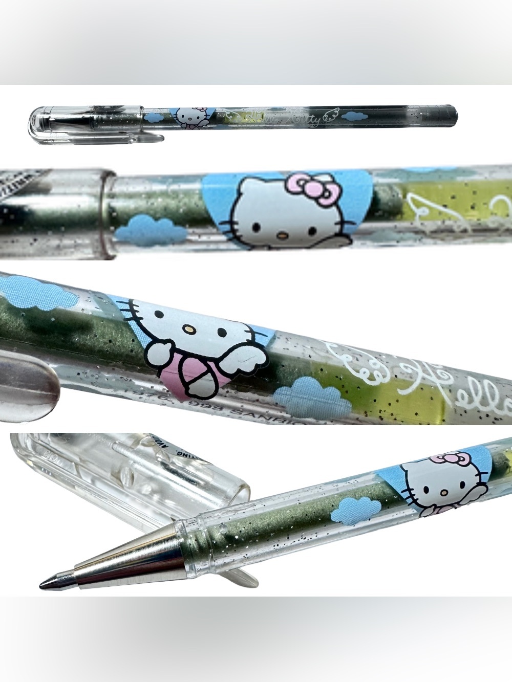 Vintage Sanrio Pen Blue Angel Hello Kitty Silver Ink 1998 90s For Collecting